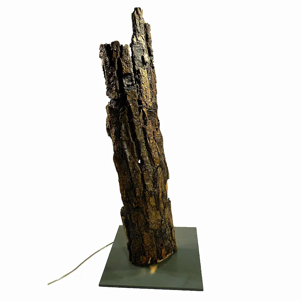 Lampada eco design legno riciclato con corteccia