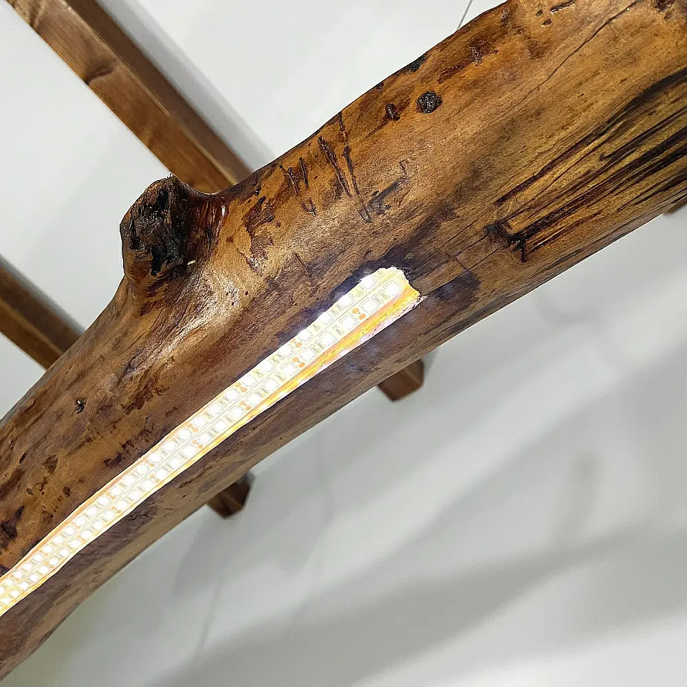 Lampada da soffitto tronco d'albero in legno